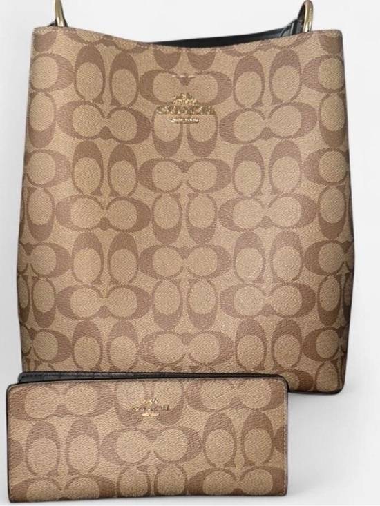 Coach Handbags - Coach Tan Signature Canvas Tote with Matching Wallet